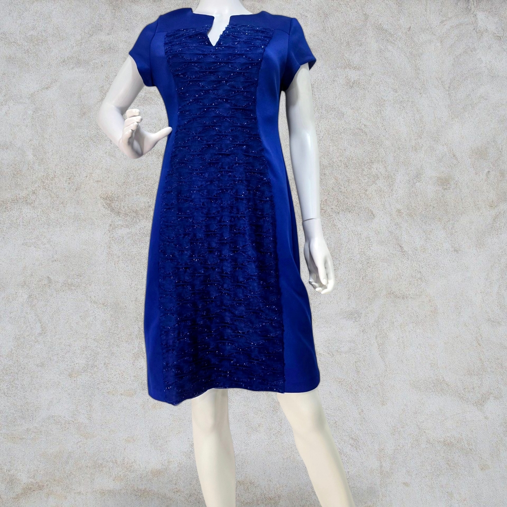 Connected Apparel Elegant Blue Midi Dress